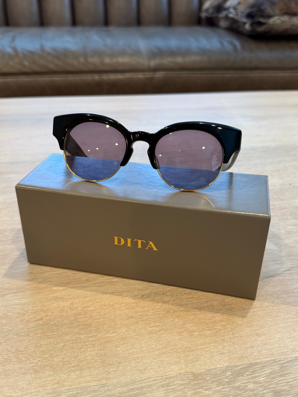 DITA Black Frame Sunglasses with Purple Lenses